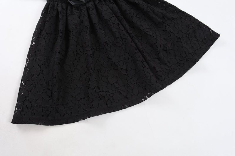 Bonny Billy Girl's Casual Satin Lace Black Dresses with Bow 3-4 Years - Image 4